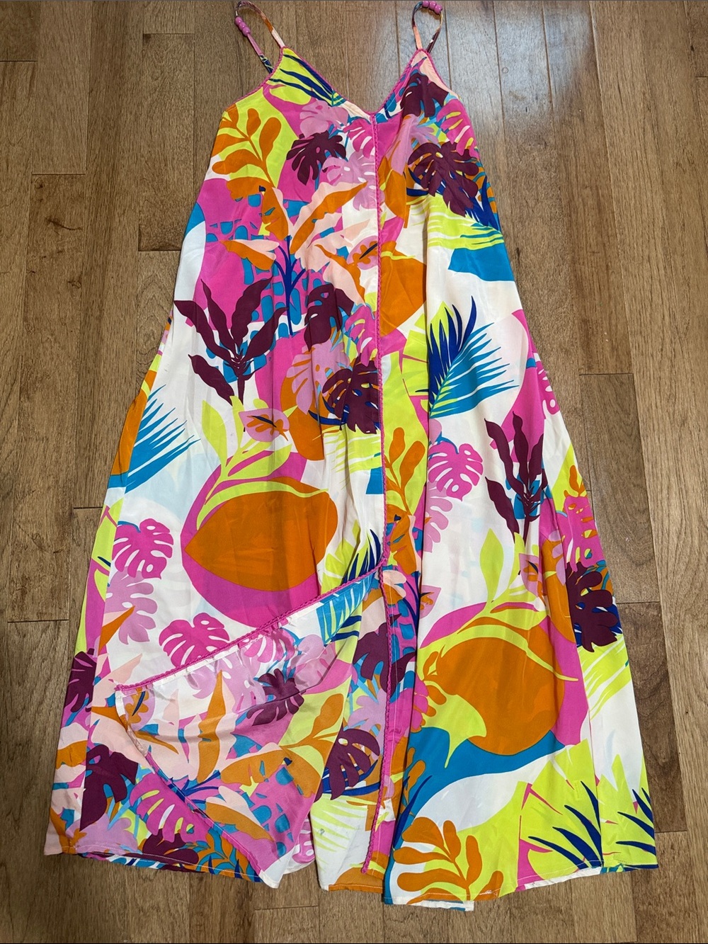 Vibrant Tropical Print Maxi Dress - Pink Multi